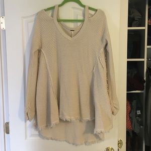 Cream Free People slouchy oversized sweater